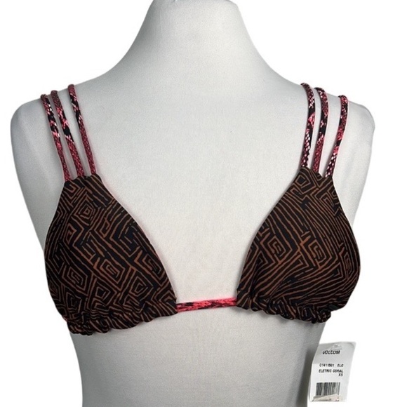 VOLCOM Juniors Urban Tribe Strappy Contrast Print Reversible Triangle Bikini Top - Picture 3 of 8